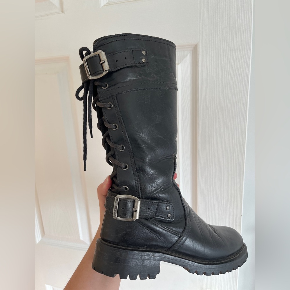 Black Harley Davidson Leather Women's Boots